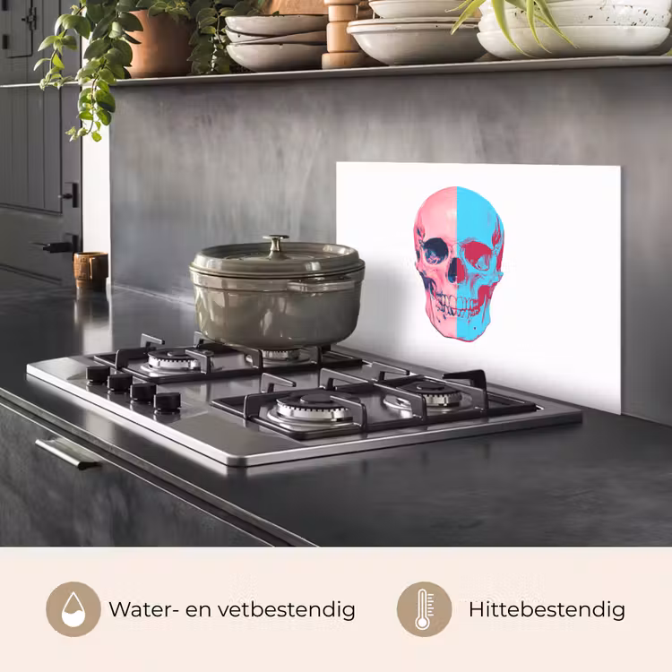Spatscherm keuken - Schedel - Grafisch - Roze - Verdeeld — 7