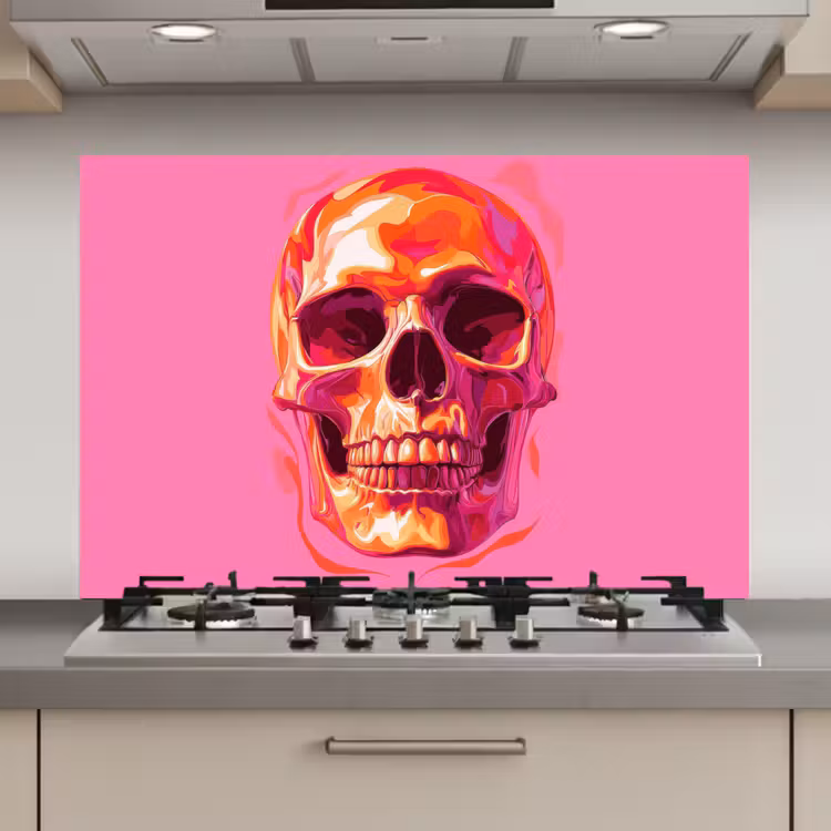 Spatscherm keuken - Felroze - Tanden - Schedel — 1