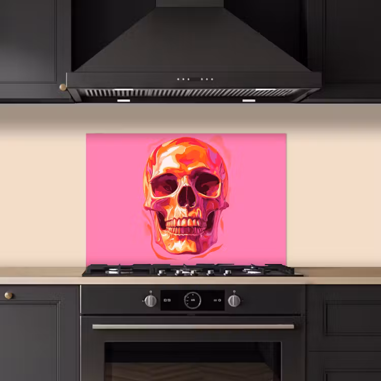 Spatscherm keuken - Felroze - Tanden - Schedel — 2