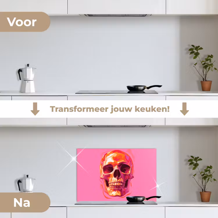 Spatscherm keuken - Felroze - Tanden - Schedel — 3