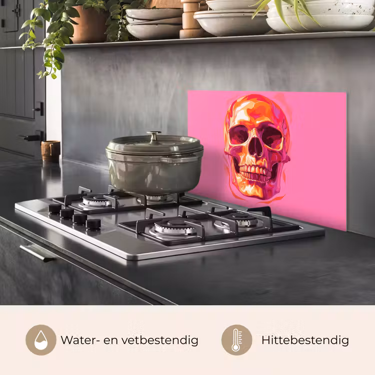 Spatscherm keuken - Felroze - Tanden - Schedel — 7