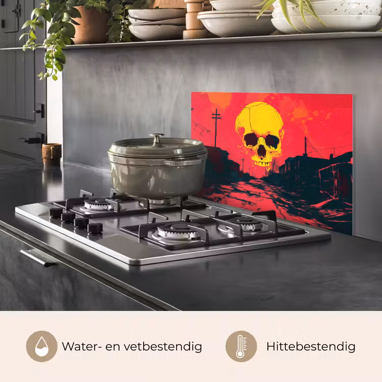 Spatscherm keuken - Straat - Verlaten - Schedel - Geel — 7