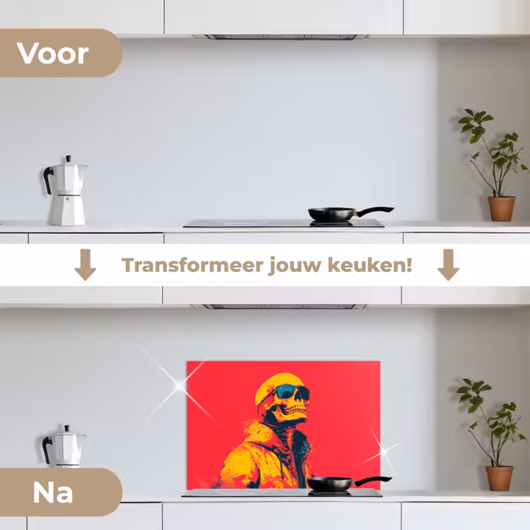 Spatscherm keuken - Zonnebril - Schedel - Jas - Rood — 3