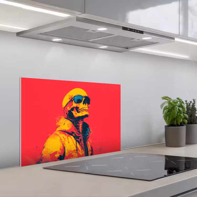Spatscherm keuken - Zonnebril - Schedel - Jas - Rood — 5