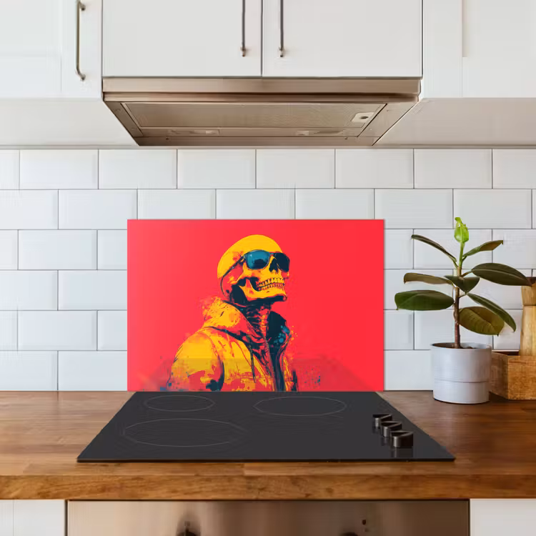 Spatscherm keuken - Zonnebril - Schedel - Jas - Rood — 6