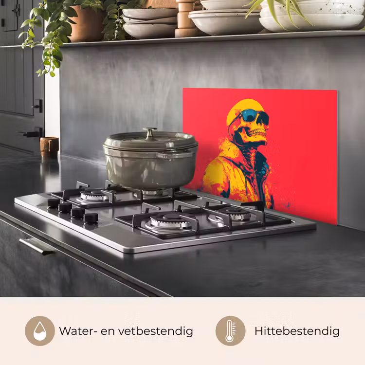 Spatscherm keuken - Zonnebril - Schedel - Jas - Rood — 7