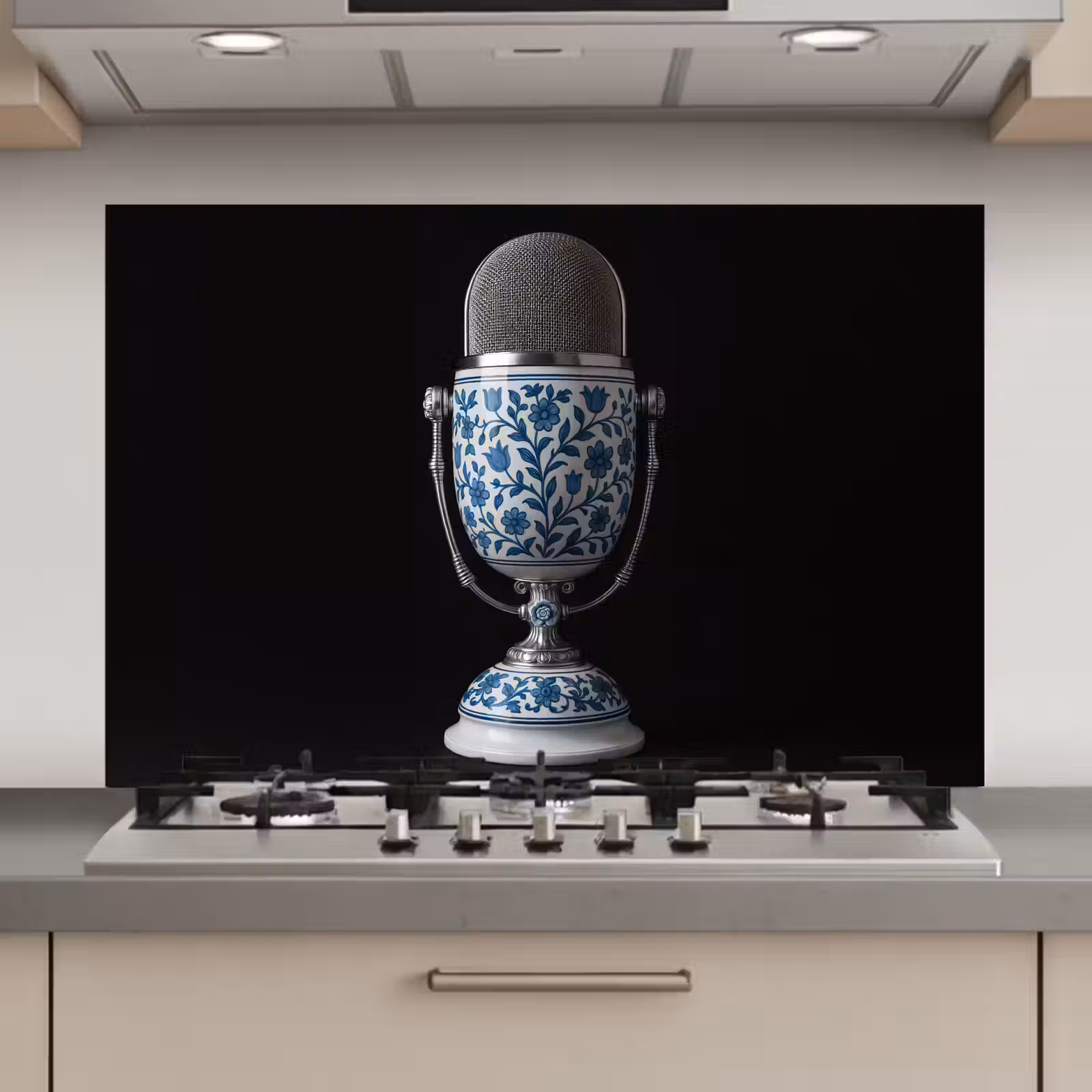 Spatscherm keuken - Microfoon - Delfts blauw - Muziek — 1