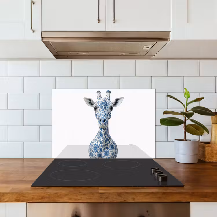 Spatscherm keuken - Giraffe - Delfts blauw - Dieren - Minimalistisch — 6