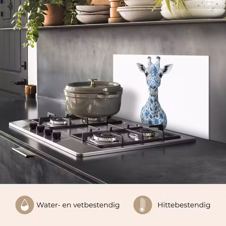 Spatscherm keuken - Giraffe - Delfts blauw - Dieren - Minimalistisch — 7