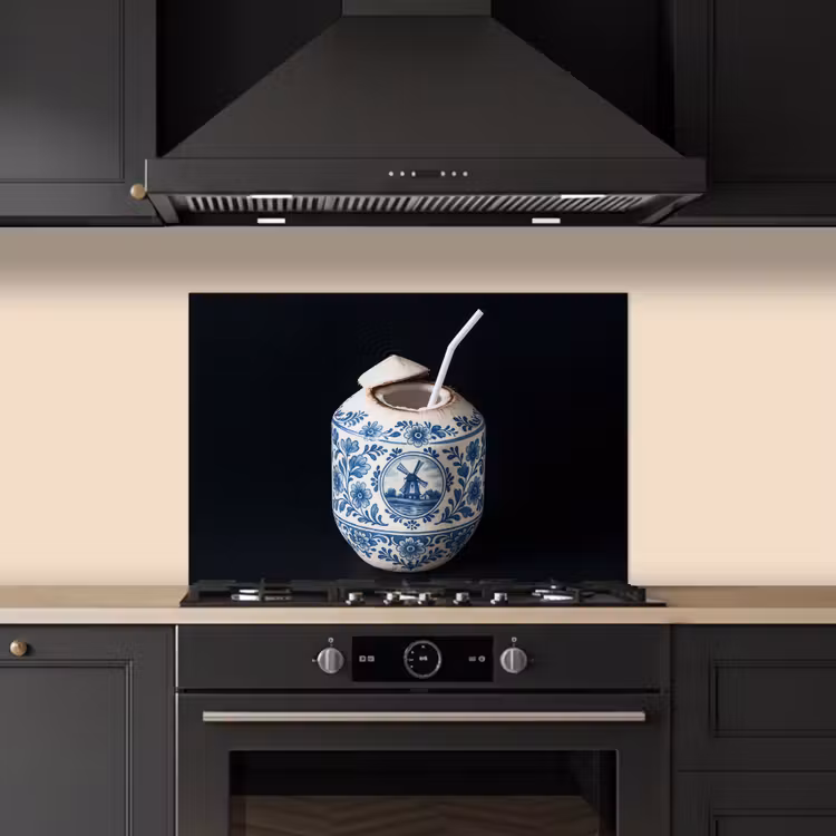 Spatscherm keuken - Kokosnoot - Eten - Delfts blauw - Drinken — 2