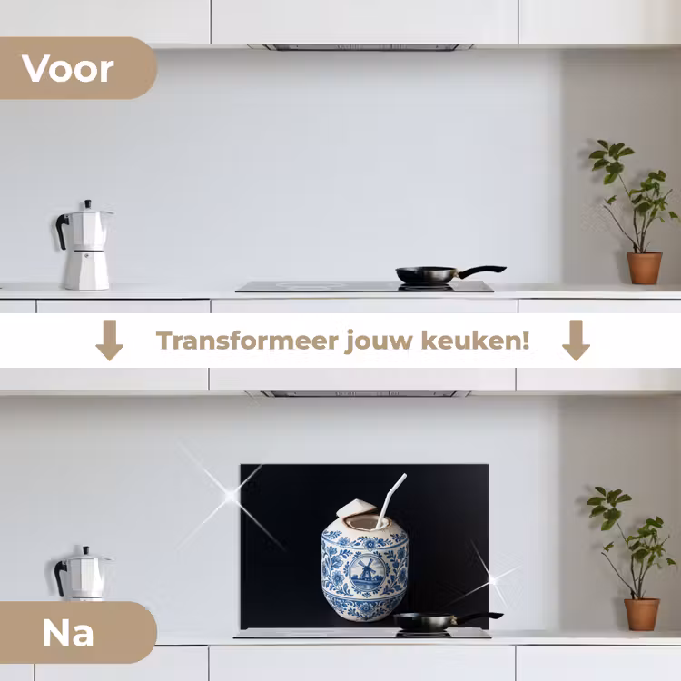 Spatscherm keuken - Kokosnoot - Eten - Delfts blauw - Drinken — 3