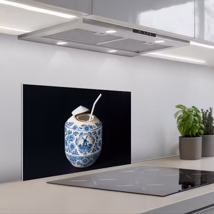 Spatscherm keuken - Kokosnoot - Eten - Delfts blauw - Drinken — 5