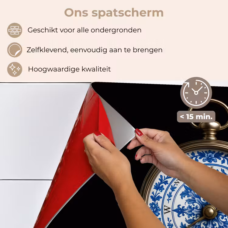 Spatscherm keuken - Kompas - Delfts blauw - Zwart — 4