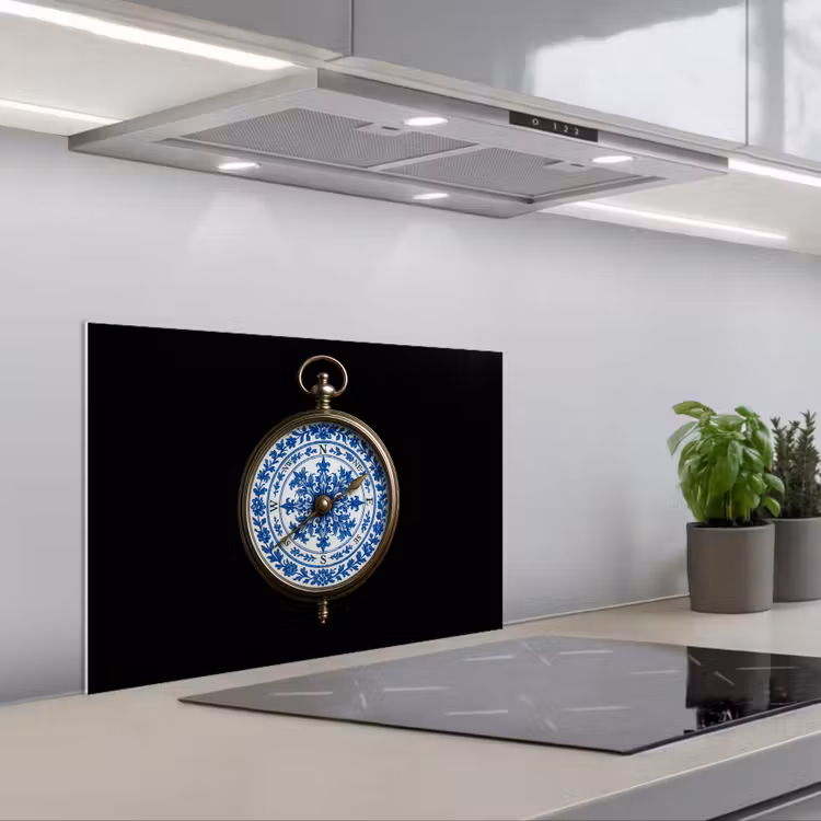 Spatscherm keuken - Kompas - Delfts blauw - Zwart — 5