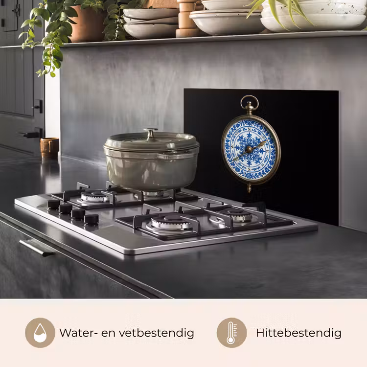 Spatscherm keuken - Kompas - Delfts blauw - Zwart — 7