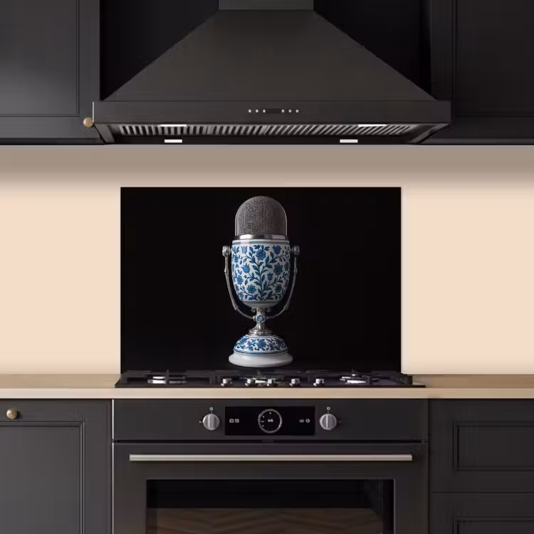 Spatscherm keuken - Microfoon - Delfts blauw - Muziek — 2