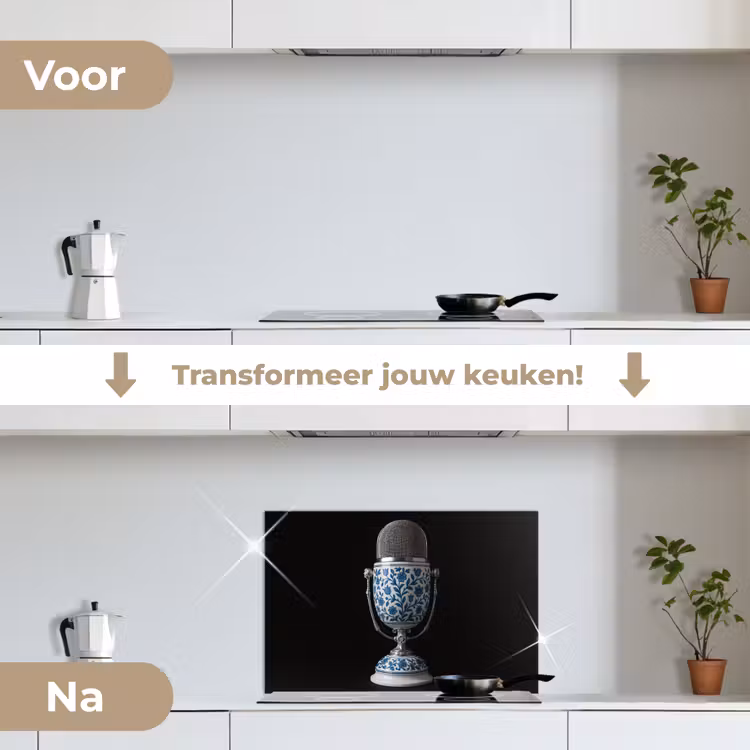 Spatscherm keuken - Microfoon - Delfts blauw - Muziek — 3