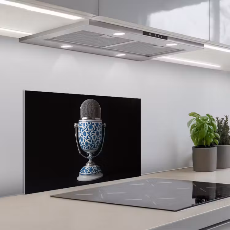 Spatscherm keuken - Microfoon - Delfts blauw - Muziek — 5