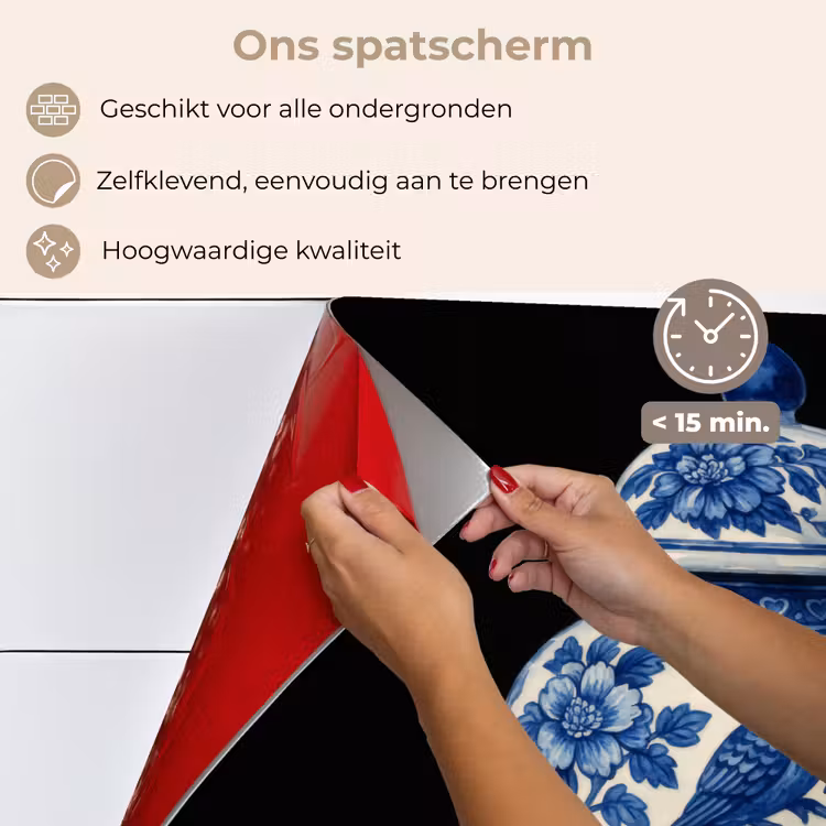 Spatscherm keuken - Pot - Delfts Blauw - Bloemen — 4