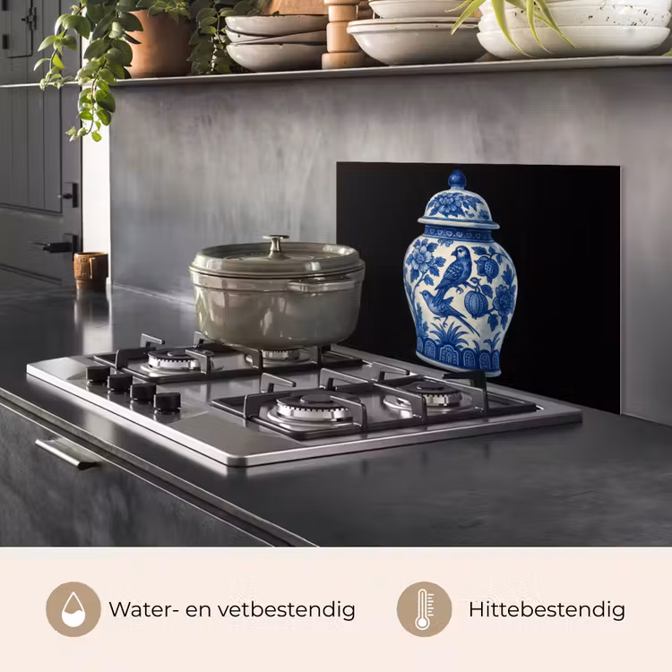Spatscherm keuken - Pot - Delfts Blauw - Bloemen — 7
