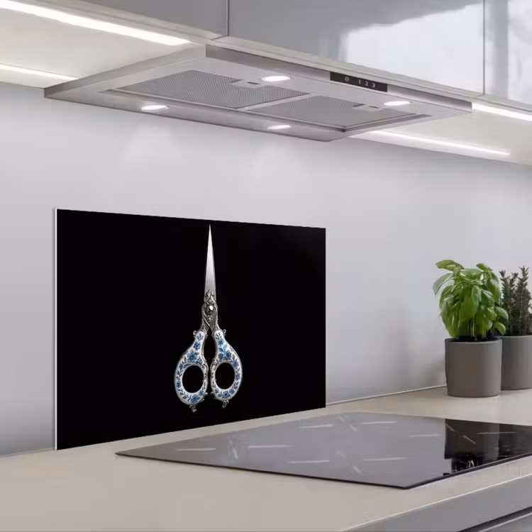 Spatscherm keuken - Schaar - Delfts blauw - Zwart — 5