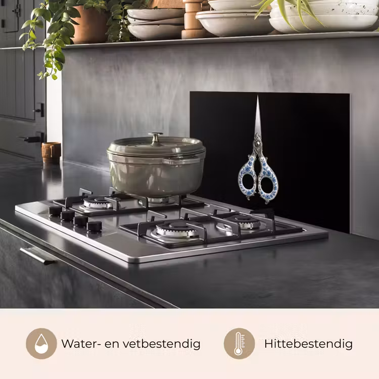 Spatscherm keuken - Schaar - Delfts blauw - Zwart — 7