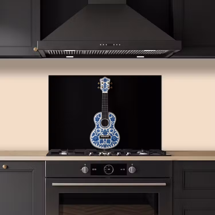 Spatscherm keuken - Ukelele - Delfts - Blauw - Muziek — 2