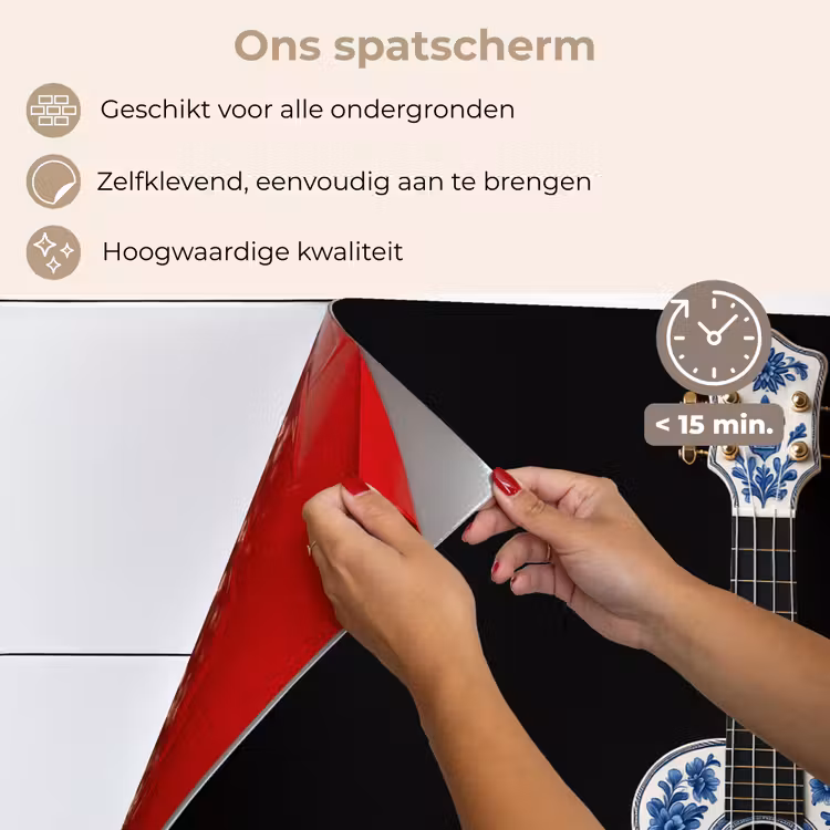 Spatscherm keuken - Ukelele - Delfts - Blauw - Muziek — 4