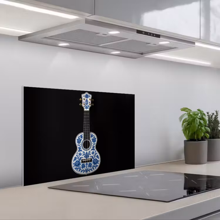 Spatscherm keuken - Ukelele - Delfts - Blauw - Muziek — 5