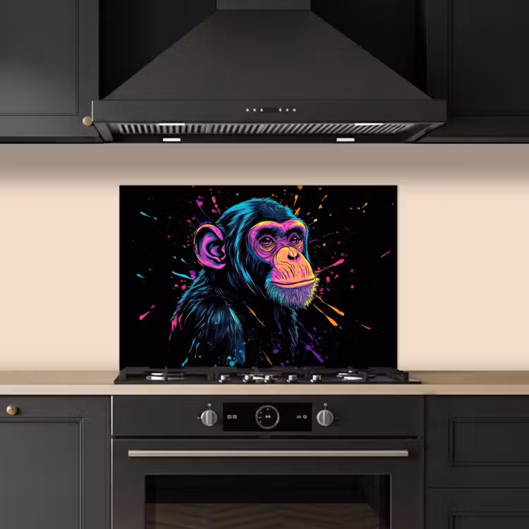 Spatscherm keuken - Aap - Verf - Neon - Kleur — 1