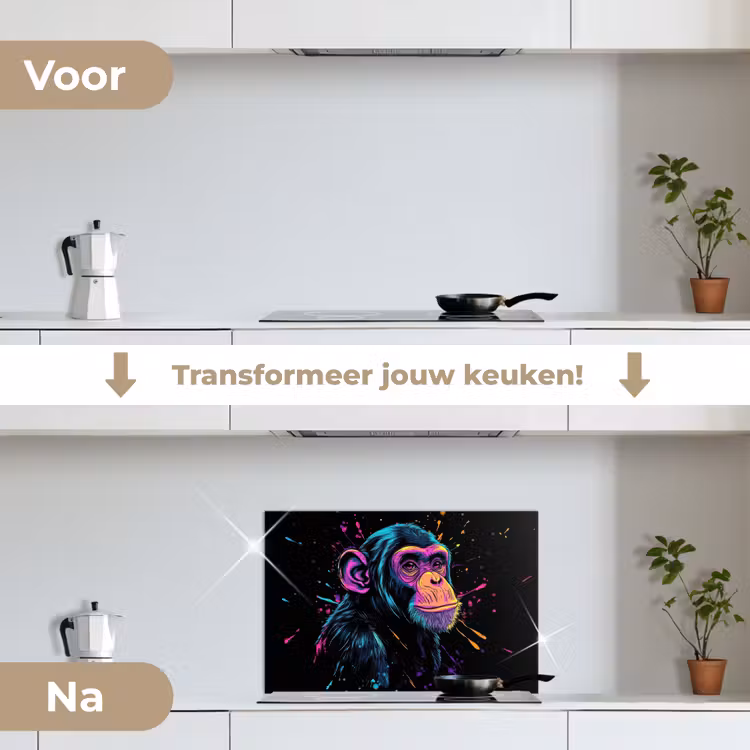 Spatscherm keuken - Aap - Verf - Neon - Kleur — 2
