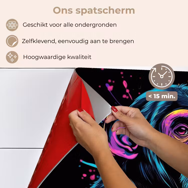 Spatscherm keuken - Aap - Verf - Neon - Kleur — 3