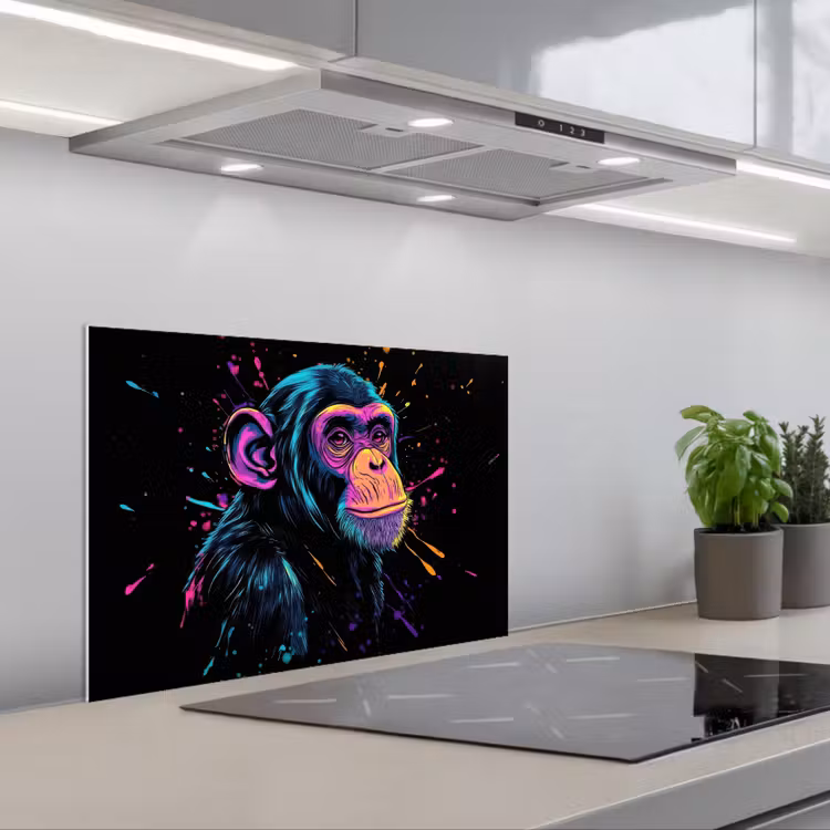 Spatscherm keuken - Aap - Verf - Neon - Kleur — 4