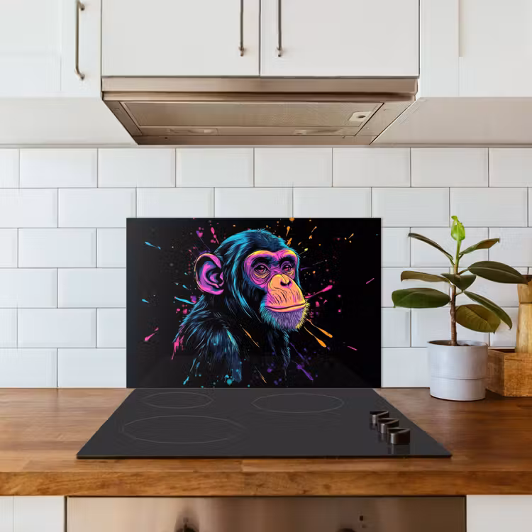 Spatscherm keuken - Aap - Verf - Neon - Kleur — 5
