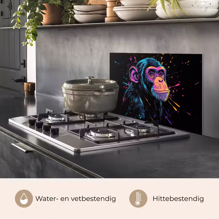 Spatscherm keuken - Aap - Verf - Neon - Kleur — 6