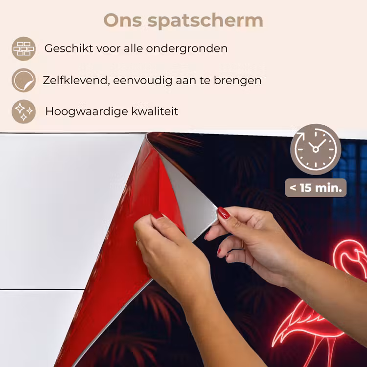 Spatscherm keuken - Flamingo - Roze - Neon - Licht — 3