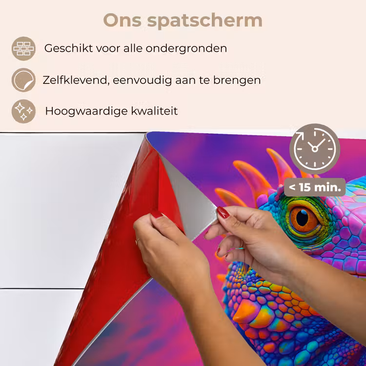 Spatscherm keuken - Kameleon - Dieren - Neon - Kleur — 3