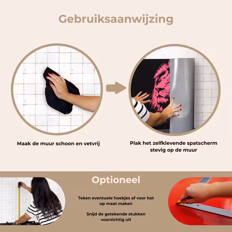 Spatscherm keuken - Leeuw - Zwart - Roze - Neon — 7