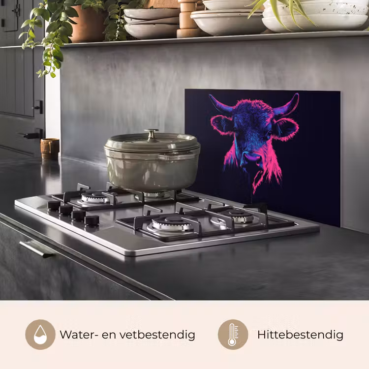 Spatscherm keuken - Stier - Neon - Zwart - Kleur — 6