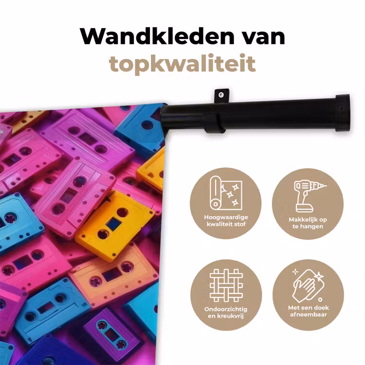 Wandkleed - Cassetteband - Kleurrijk - Energiek — 3