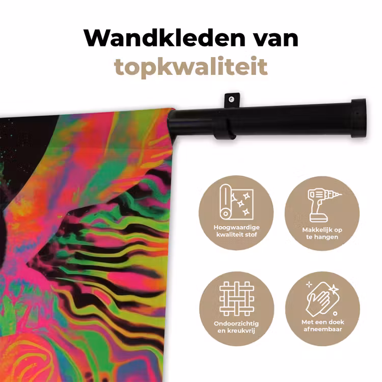 Wandkleed - Vrouw - Microfoon - Neon — 3