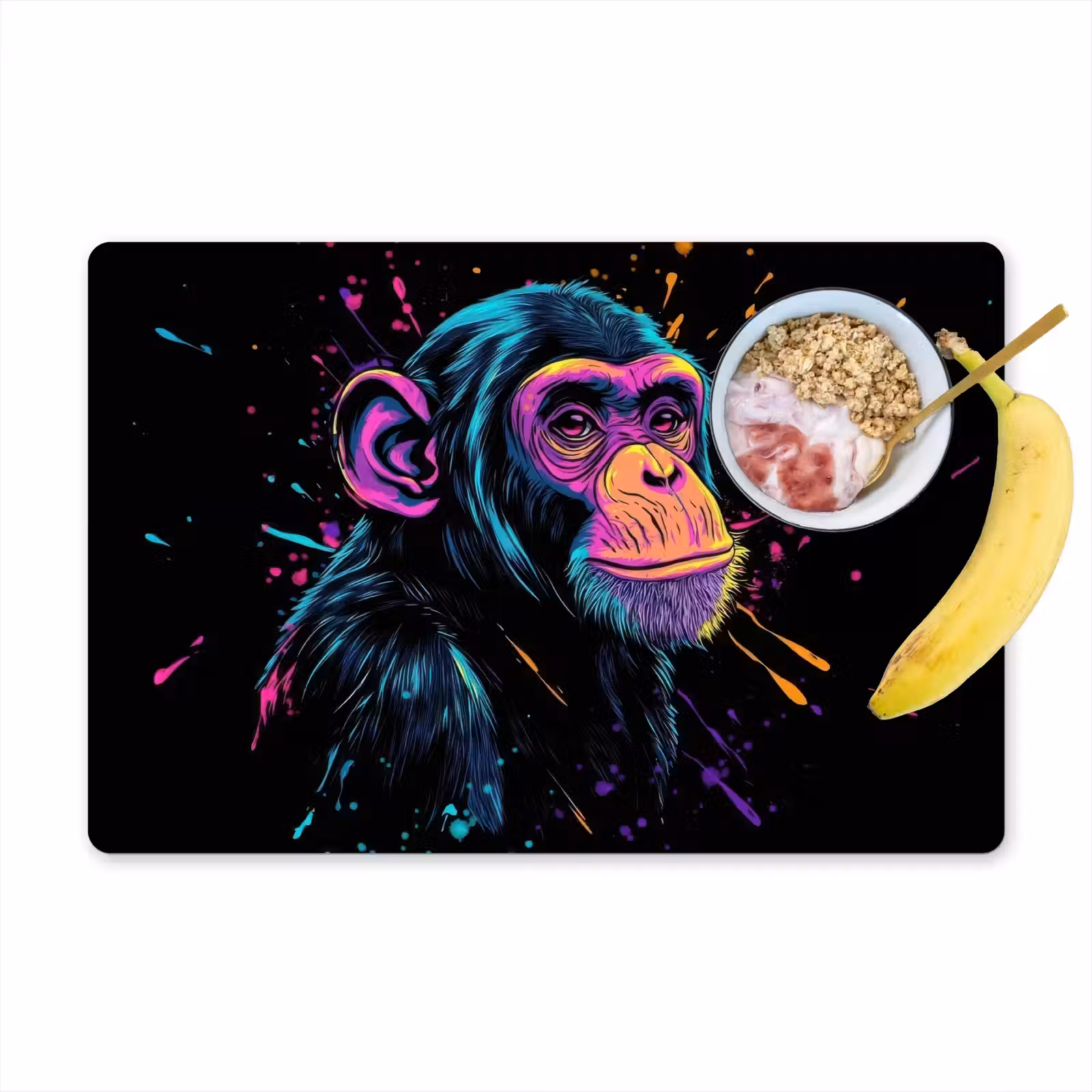Placemat - 6 stuks - Aap - Verf - Neon - Kleur — 1
