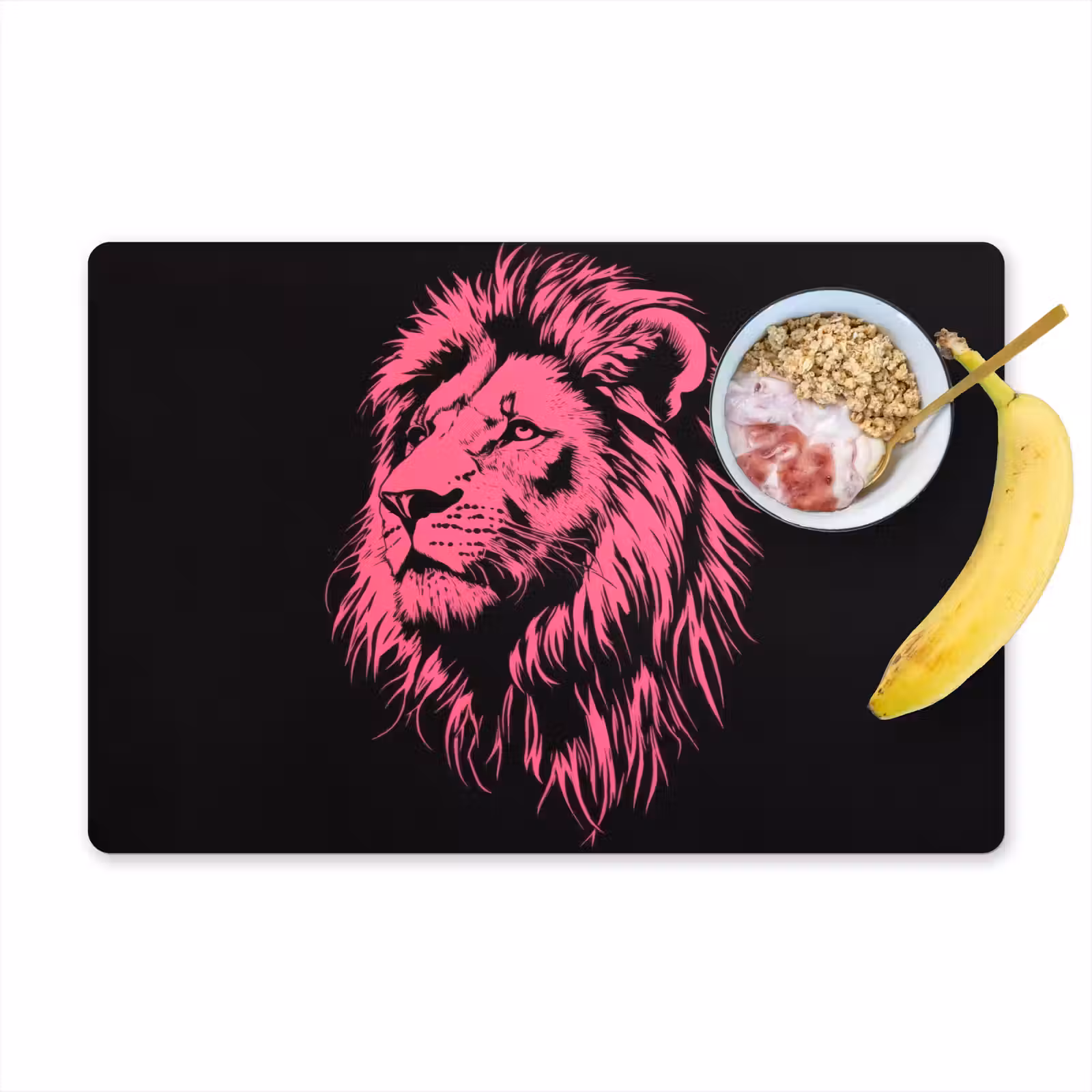 Placemat - 6 stuks - Leeuw - Zwart - Roze - Neon — 1