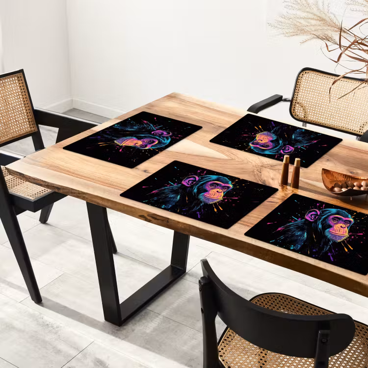 Placemat - 6 stuks - Aap - Verf - Neon - Kleur — 5