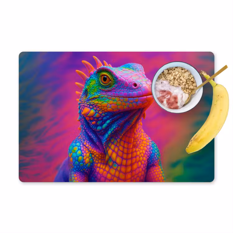 Placemat - 6 stuks - Kameleon - Dieren - Neon - Kleur — 1