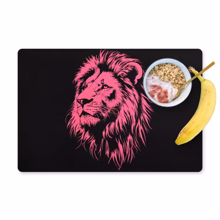 Placemat - 6 stuks - Leeuw - Zwart - Roze - Neon — 1
