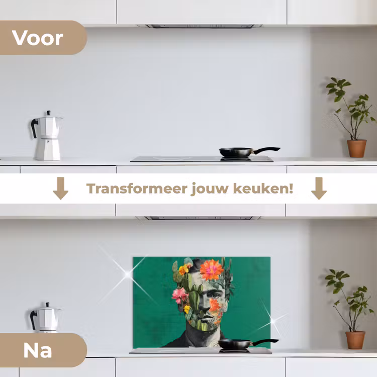 Spatscherm keuken - Man - Planten - Groen — 2