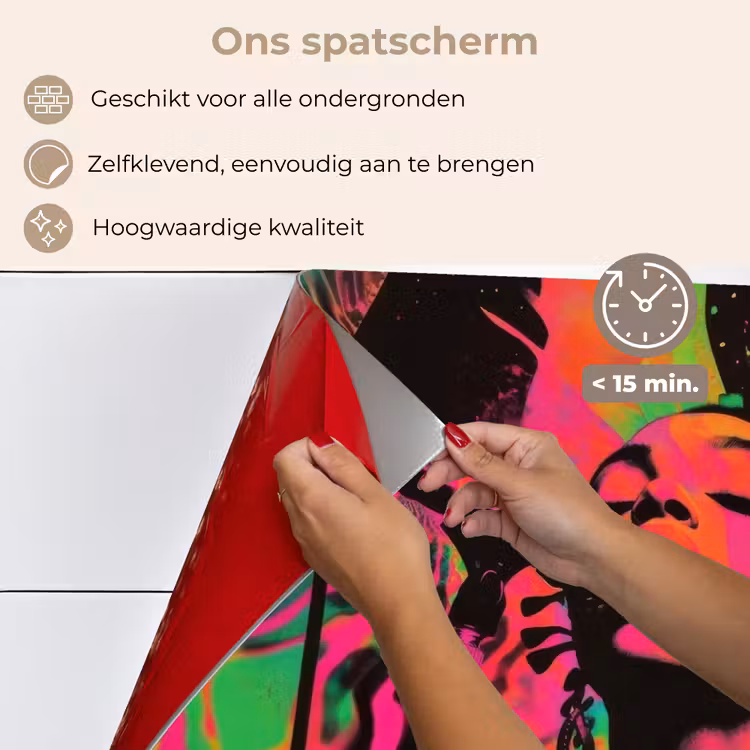 Spatscherm keuken - Vrouw - Microfoon - Neon — 3