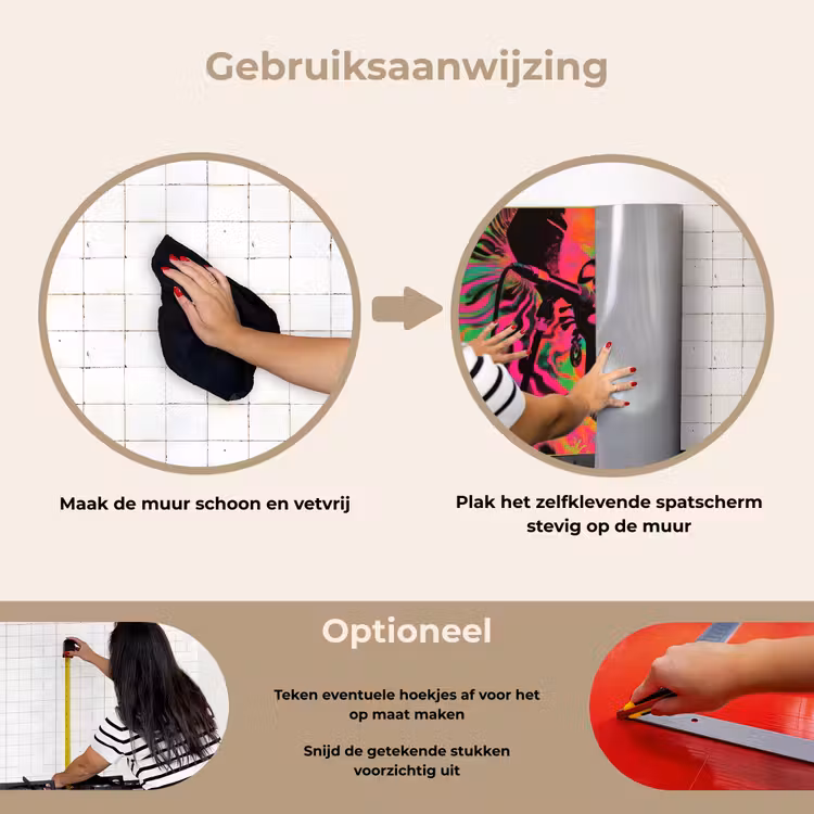 Spatscherm keuken - Vrouw - Microfoon - Neon — 7