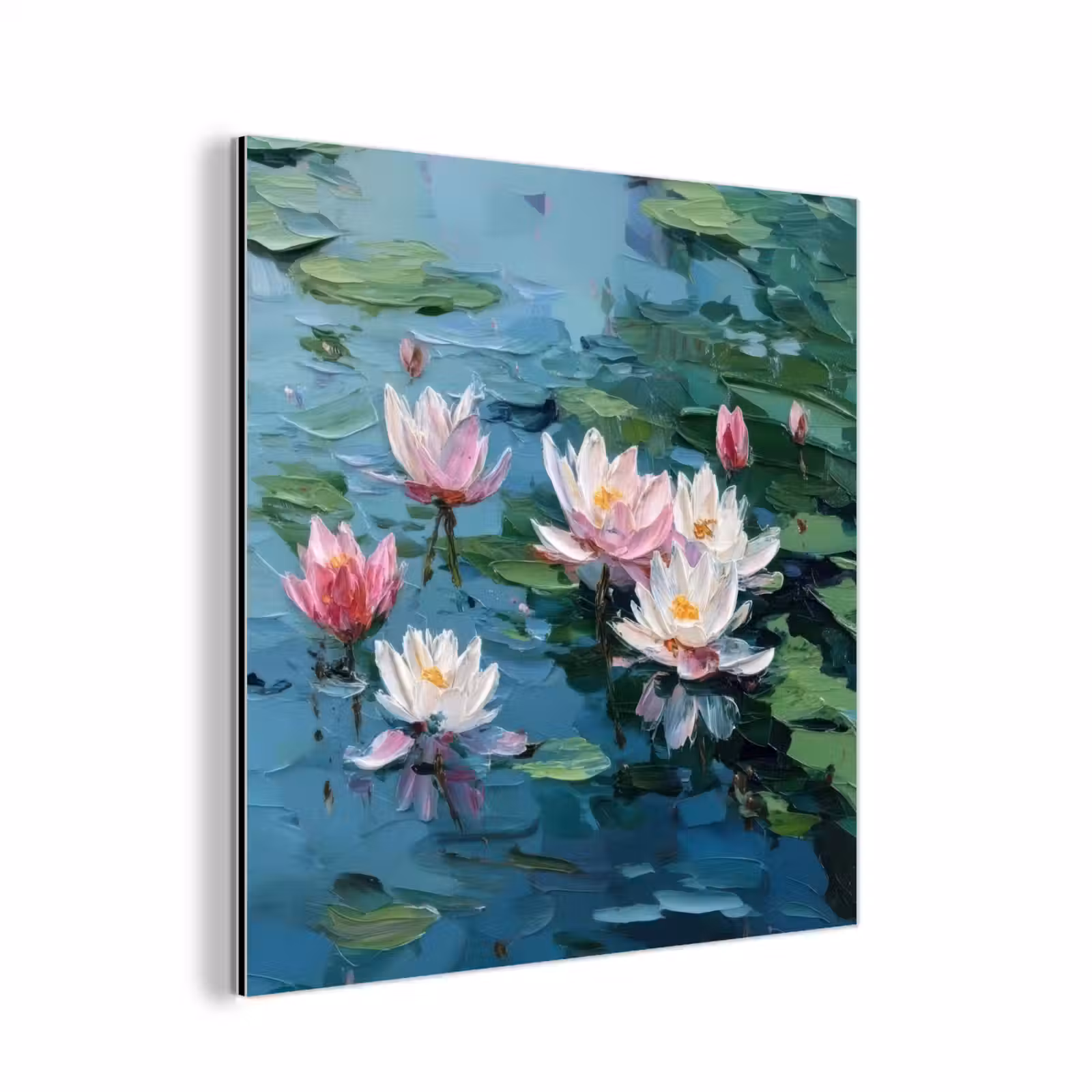 Aluminium schilderij - Waterlelies - Bloemen - Roze - Water — 1